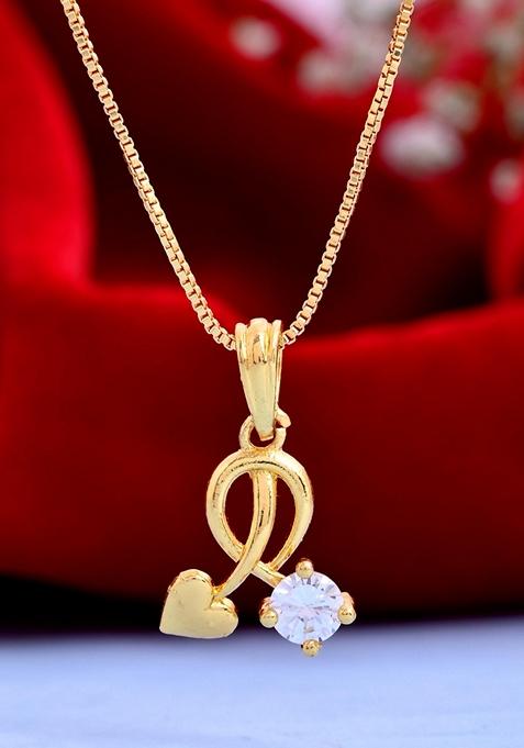 Gold Plated Designer Ad Studded Pandent With Chain