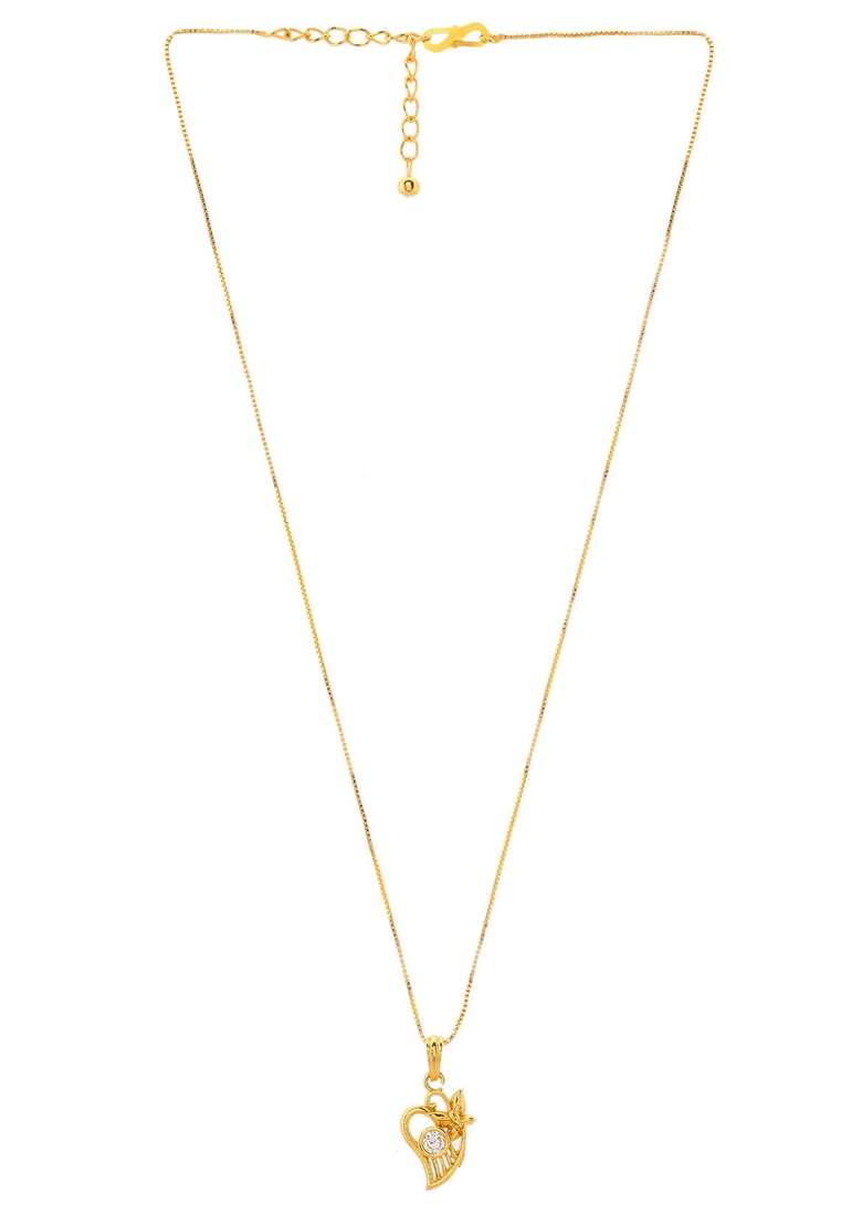 Gold Plated Designer Ad Studded Pandent With Chain - Indya