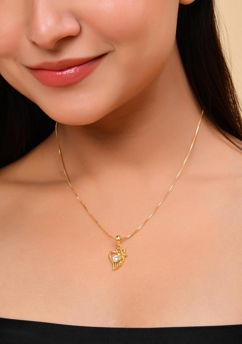 Gold Plated Designer Ad Studded Pandent With Chain