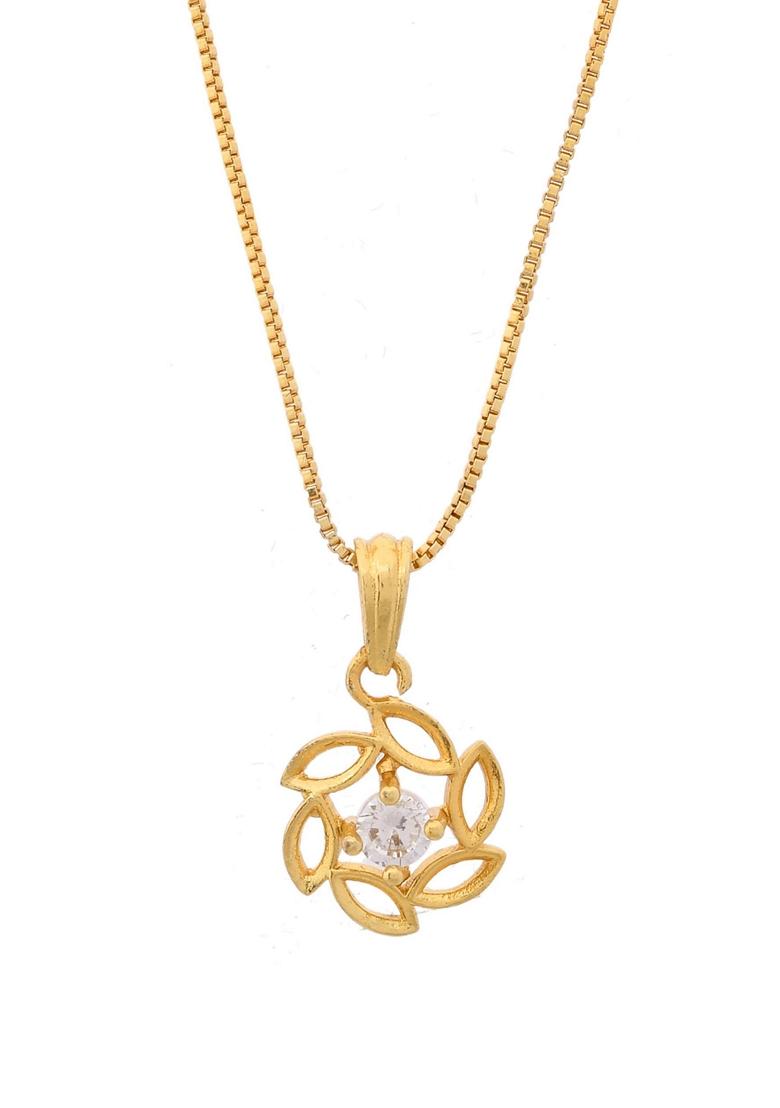 Gold Plated Designer Ad Studded Pandent With Chain