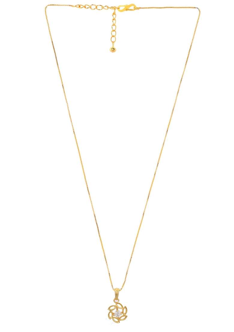 Gold Plated Designer Ad Studded Pandent With Chain - Indya