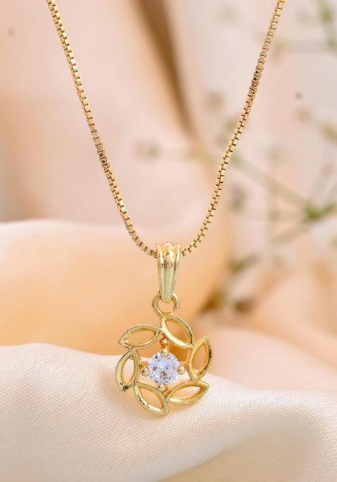 Gold Plated Designer Ad Studded Pandent With Chain