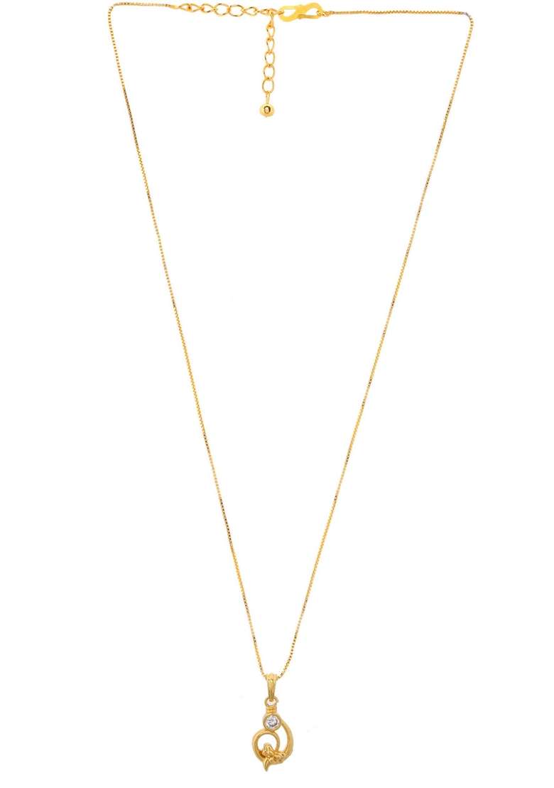 Gold Plated Designer Ad Studded Pandent With Chain - Indya
