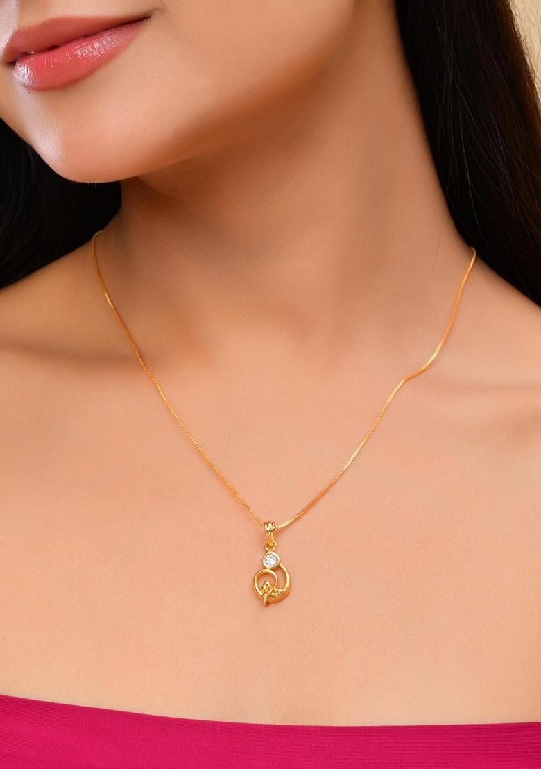 Gold Plated Designer Ad Studded Pandent With Chain