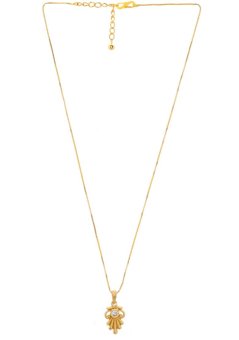 Gold Plated Designer Ad Studded Pandent With Chain - Indya
