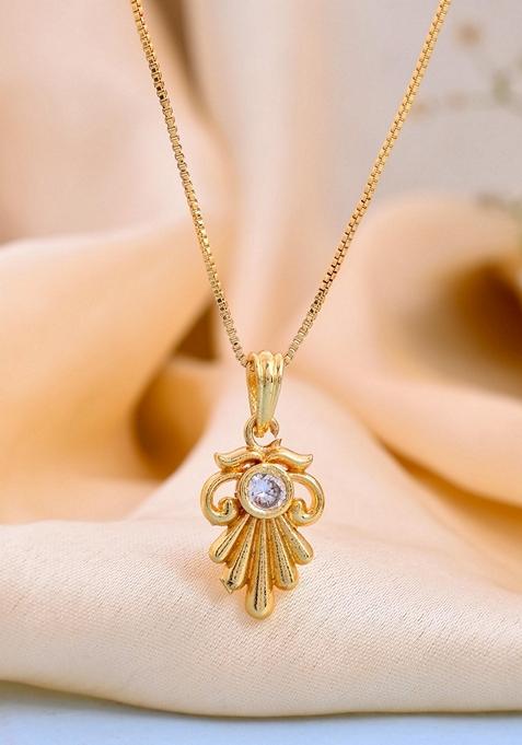 Gold Plated Designer Ad Studded Pandent With Chain