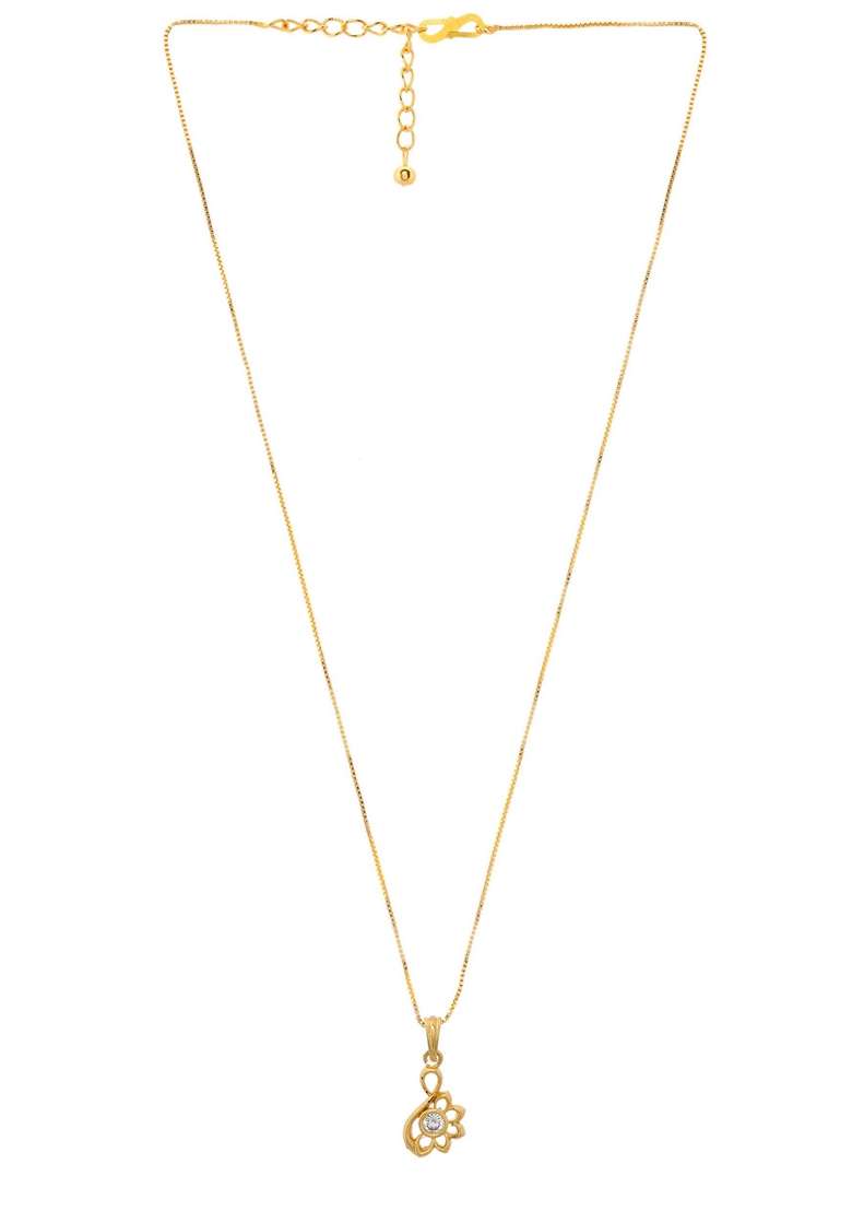 Gold Plated Designer Ad Studded Pandent With Chain - Indya
