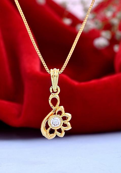 Gold Plated Designer Ad Studded Pandent With Chain