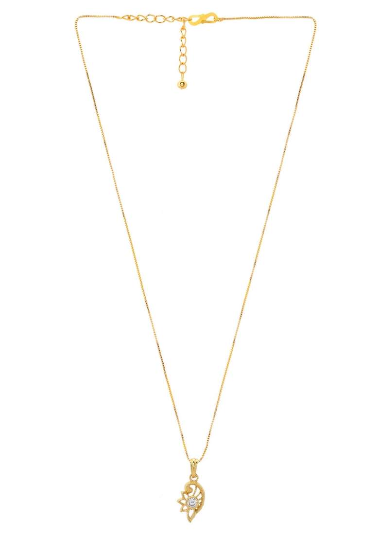 Gold Plated Designer Ad Studded Pandent With Chain - Indya