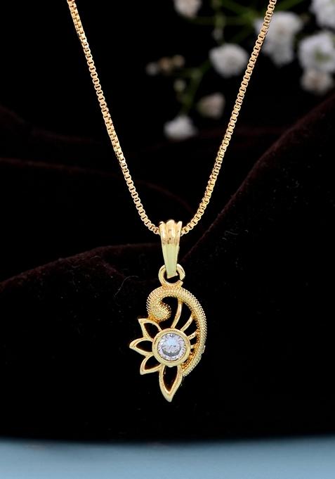 Gold Plated Designer Ad Studded Pandent With Chain