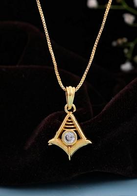 Gold Plated Designer Ad Studded Pandent With Chain