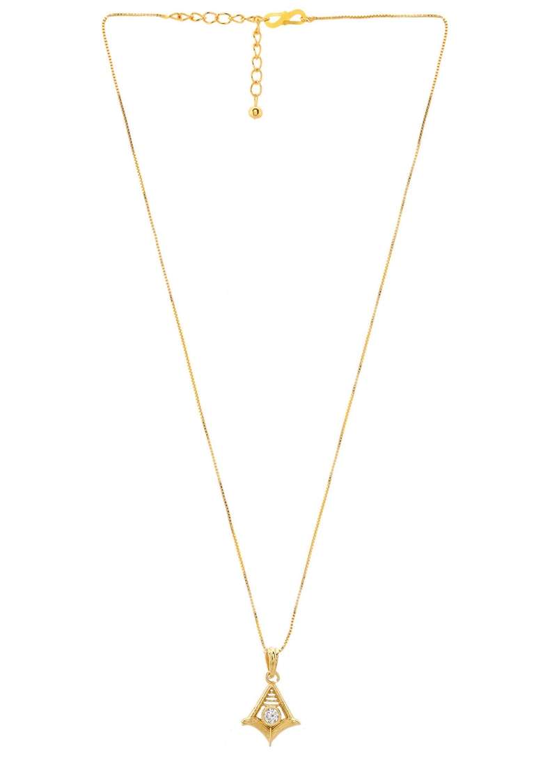 Gold Plated Designer Ad Studded Pandent With Chain - Indya