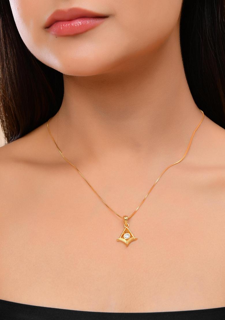 Gold Plated Designer Ad Studded Pandent With Chain