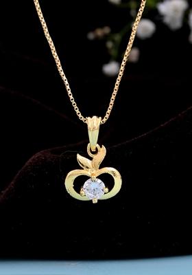 Gold Plated Swan Shaped Ad Studded Pandent With Chain