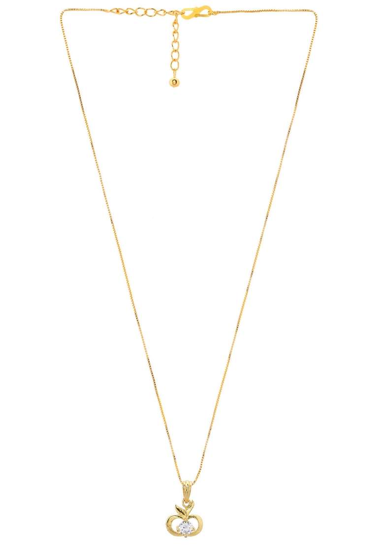 Gold Plated Swan Shaped Ad Studded Pandent With Chain - Indya