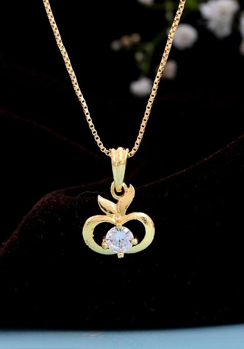 Gold Plated Swan Shaped Ad Studded Pandent With Chain
