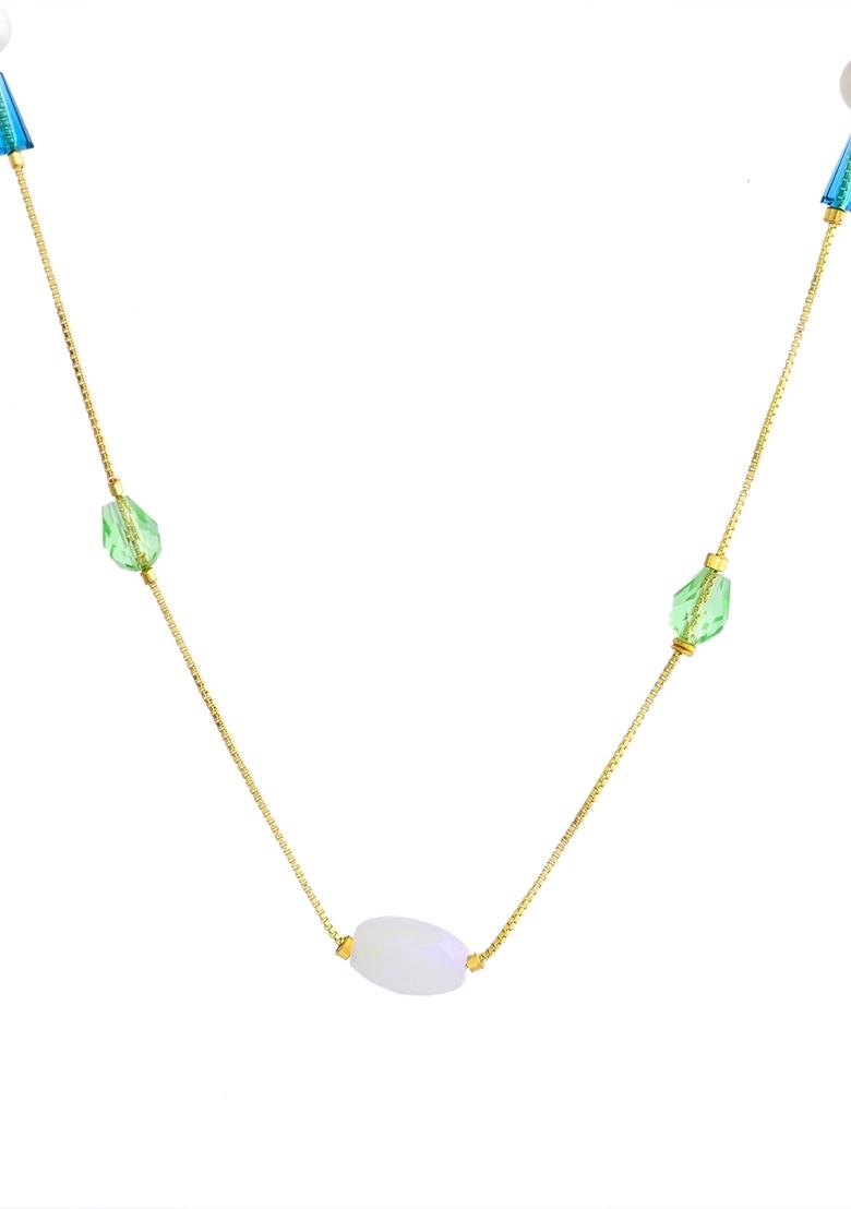 Gold Plated Green Beaded Chain