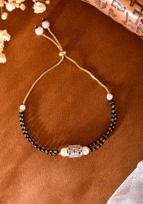 Silver Plated Ad Stone Studded Mangalsutra Bracelet