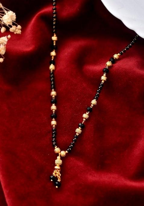 Gold Plated Round Design Beaded Chain Mangalsutra