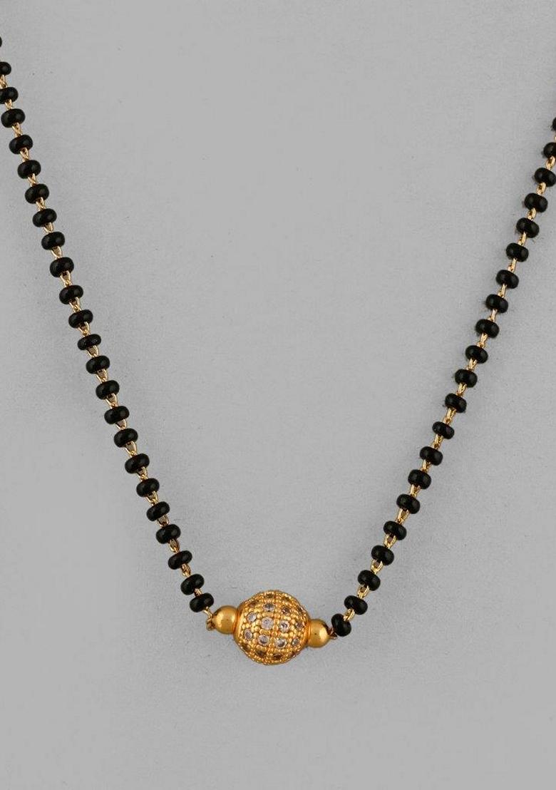 Gold Plated Ad Studded Beaded Mangalsutra
