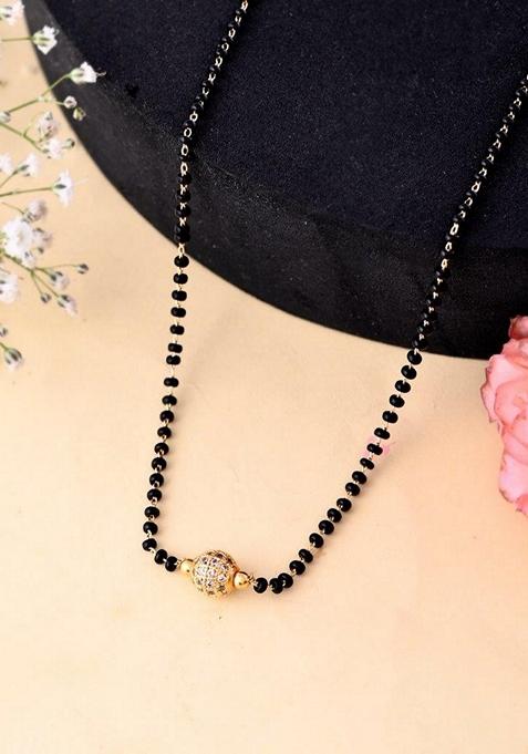 Gold Plated Ad Studded Beaded Mangalsutra