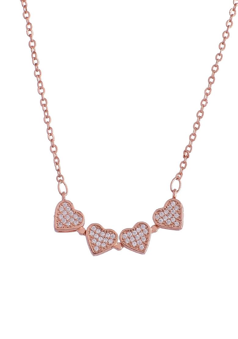 Rose Gold Plated Ad Studded Magnatical Foldable Necklace