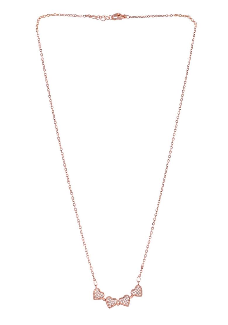 Rose Gold Plated Ad Studded Magnatical Foldable Necklace