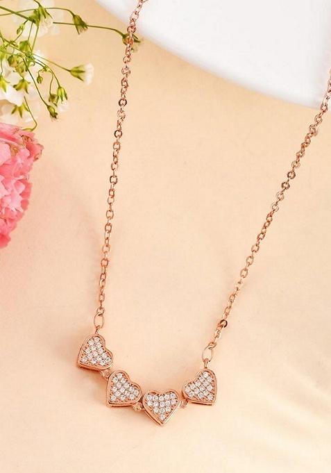 Rose Gold Plated Ad Studded Magnatical Foldable Necklace