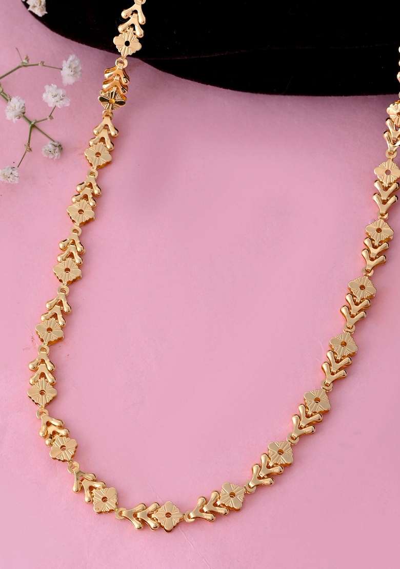 Gold Plated Designer Square Chain - Indya