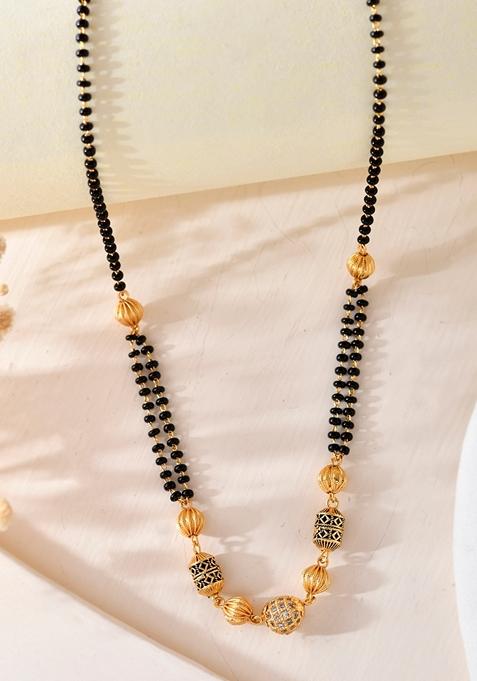 Gold Plated Stone Studded Cricular Shaped Mangalsutra