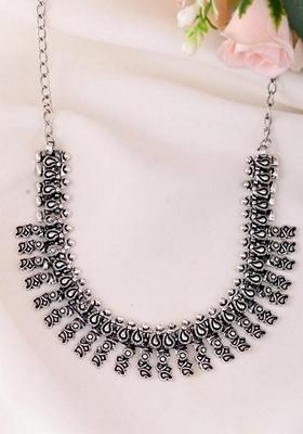 Silver Toned Plated Oxidized Necklace