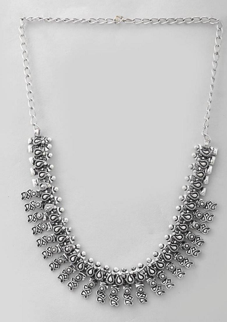 Silver Toned Plated Oxidized Necklace