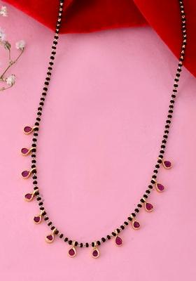 Gold Plated Ad Studded Drop Shaped Mangalsutra