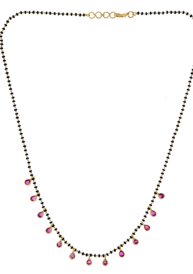 Gold Plated Ad Studded Drop Shaped Mangalsutra