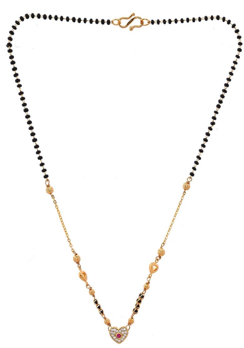 Gold Plated Ad Studded Heart Shaped Mangalsutra