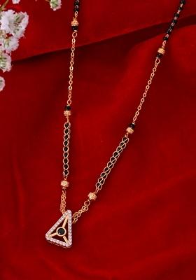 Gold Plated Ad Studded Geometrical Shaped Mangalsutra
