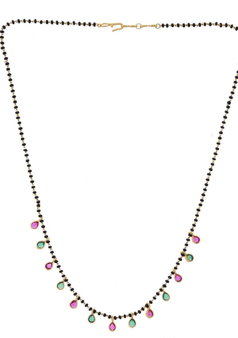 Gold Plated Ad Studded Drop Shaped Mangalsutra