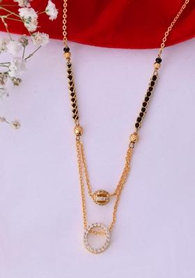 Gold Plated Ad Studded Oval Shaped Mangalsutra