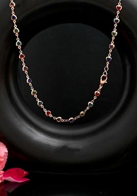 Gold Plated Chain With Colour Hearts