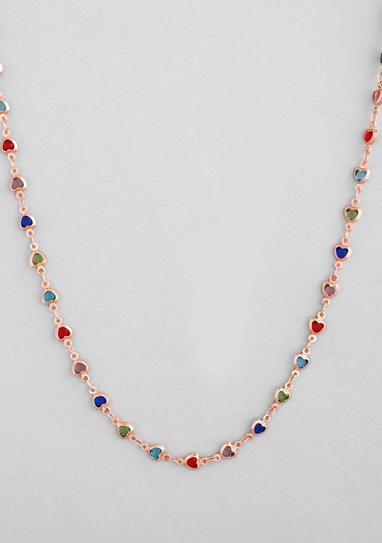 Gold Plated Chain With Colour Hearts