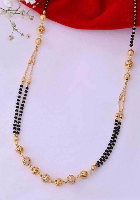 Gold Plated Ad Stone Studded Layer Mangalsutra