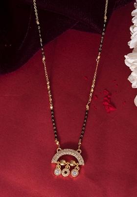 Gold Plated Ad Studded Half Done Shape Mangalsutra