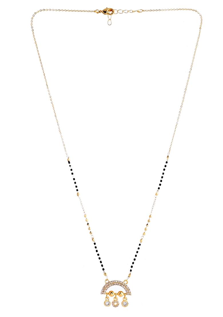 Gold Plated Ad Studded Half Done Shape Mangalsutra