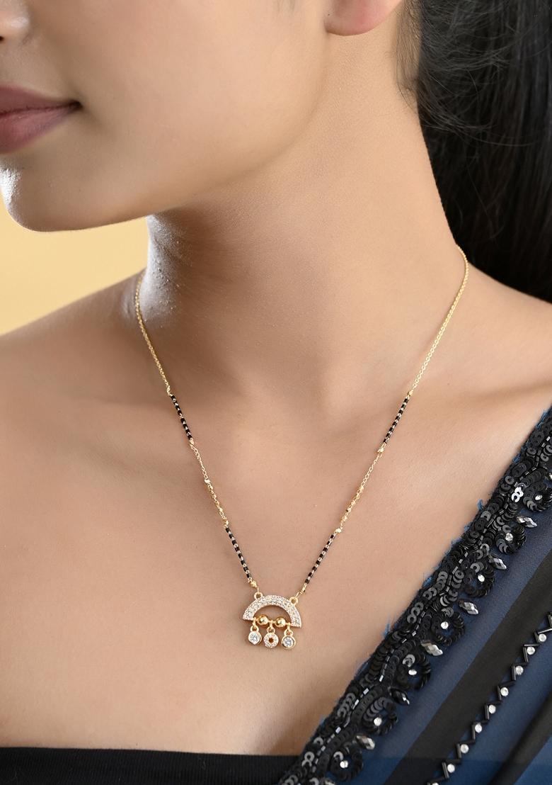 Gold Plated Ad Studded Half Done Shape Mangalsutra