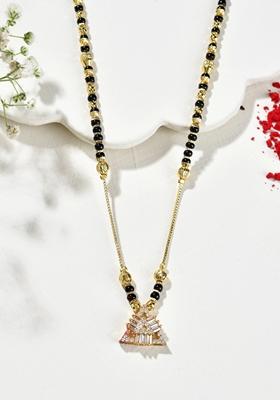 Gold Plated Stone Studded Triangular Shaped Mangalsutra