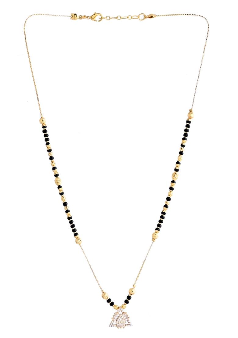 Gold Plated Stone Studded Triangular Shaped Mangalsutra