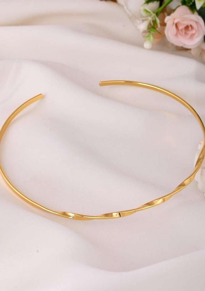 Gold Plated Twisted Hasli Necklace - Indya