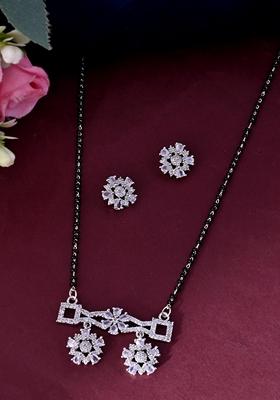 Silver Plated Ad Stone Studded Designer Mangalsutra Set