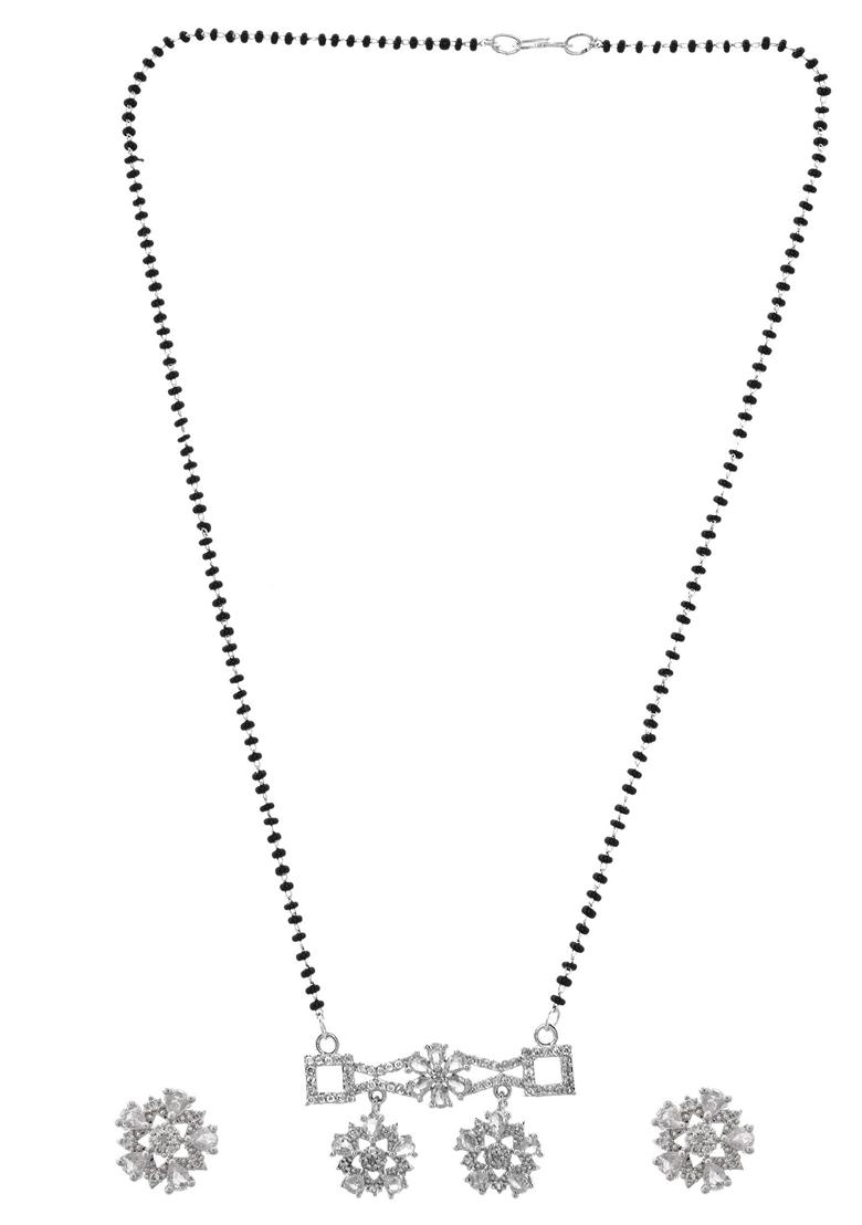 Silver Plated Ad Stone Studded Designer Mangalsutra Set