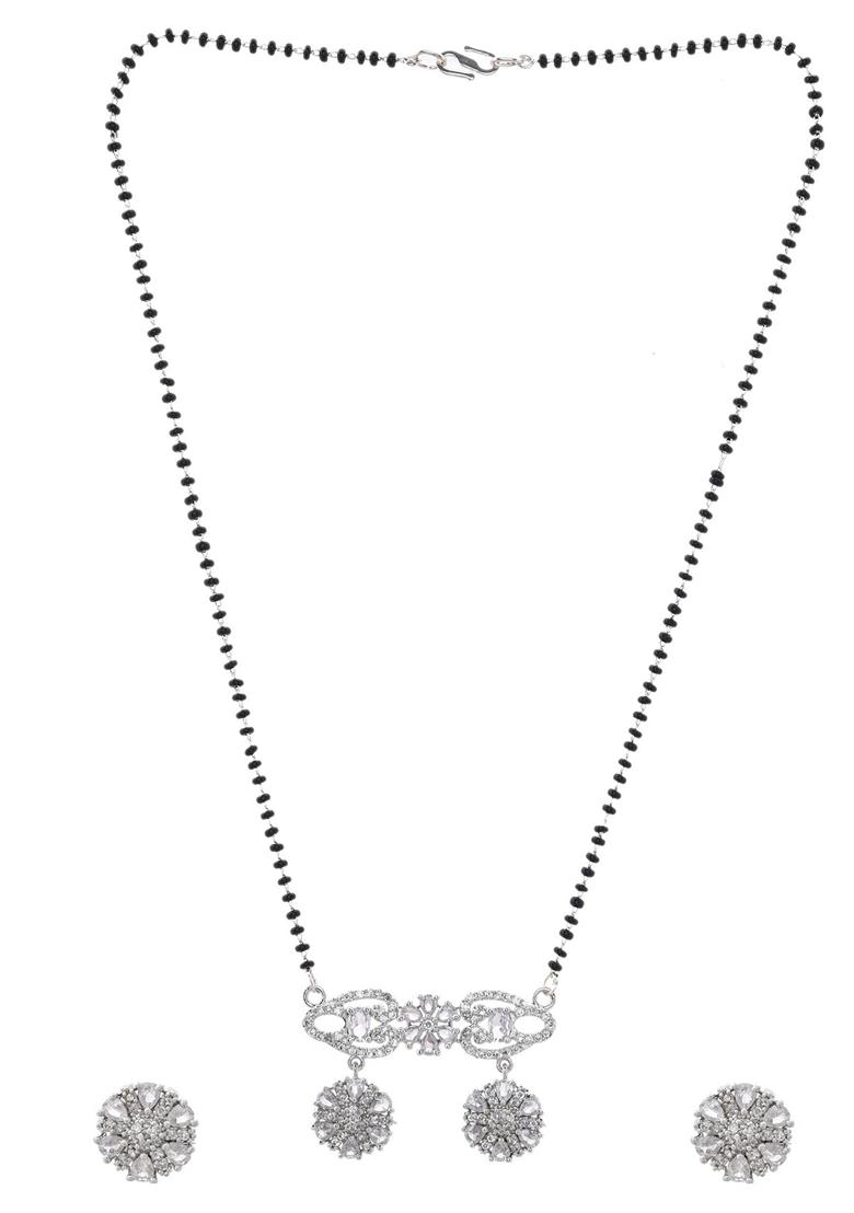 Silver Plated Ad Stone Studded Designer Mangalsutra Set
